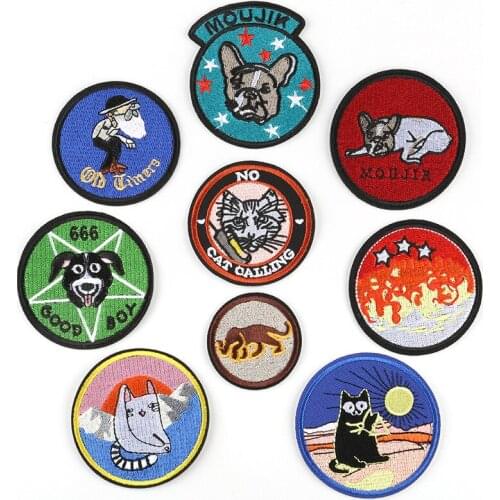 Best Home Member Pet Friend Good Boy Dog Cat Round Badge Iron on Embroidery Patch for Clothing Diy Accessories Appliques