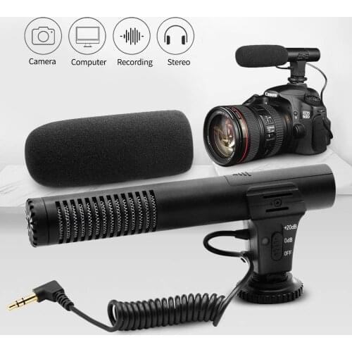 MIC-01 II 3.5mm Stereo Camera Interview Microphone Photography Stereo Video Outdoor PC Recording Mic for Nikon Canon DSLR Camera