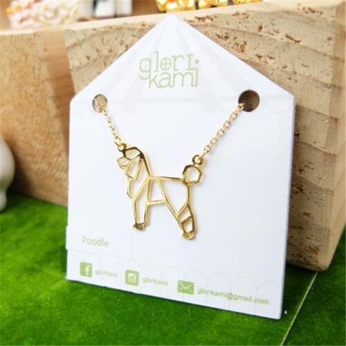 Trendy Gold Color Silver Color Poodle Necklace Women Origami Statement pendant Pet Jewelry