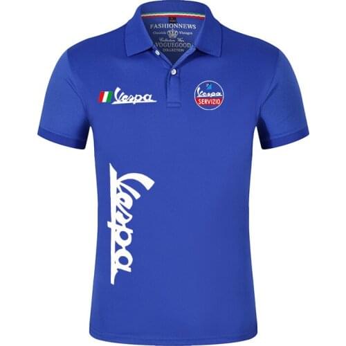 2021 NEW Summer Mens Vespa Logo Polo Casual Short Sleeves Man Tops Outdoor Customize T-shirts Solid color Tshirts Tee