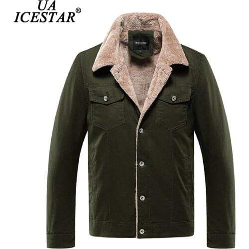 UAICESTAR Brand Washed Cotton Slim Jacket Men Coat Fashion Casual Coats Men 2021 Warm Lambswool Military Fleece Mens Jackets