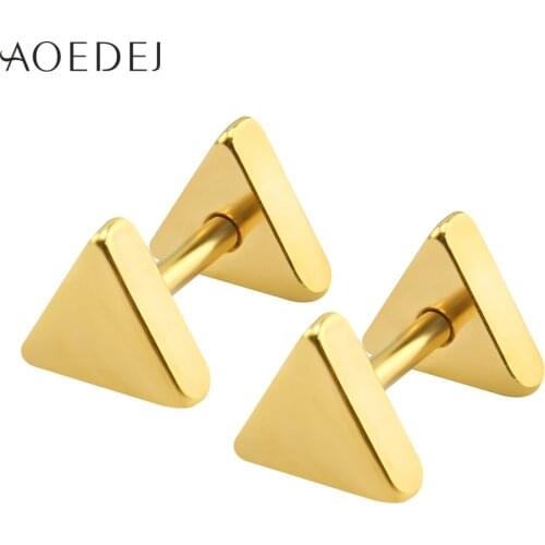 5-10mm Triangle Mens Earrings Black Stud Stainless Steel Cool Mens Earrings Women 5 Colors Geometric Ear Studs Earrings Jewelry