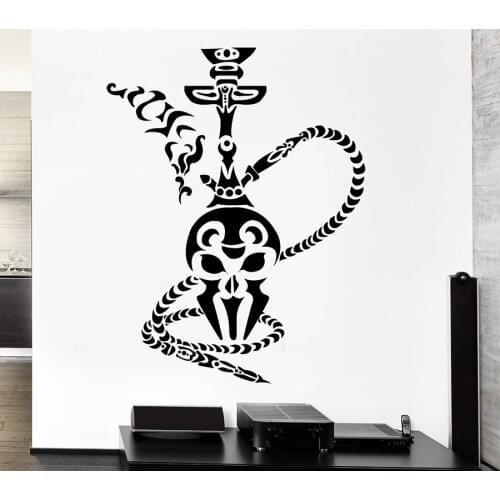 Shisha Wall Stickers Hookah Smoke Smoking Arabic Cafe Vinyl Decal Home Decoration Living Room Removable Art Mural D444
