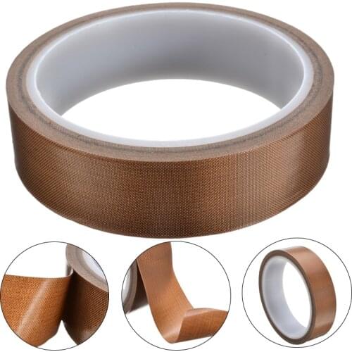 New 10m Brown PTFE Tape High Temperature Heat-Resistant Adhesive Insulation Tape Low Friction Safe Tape 25mm Width