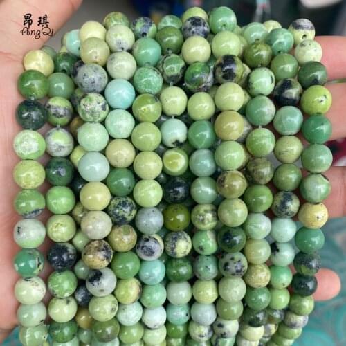 Wholesale Natural Stone Green Opal Round Loose Beads 6 8 10mm Pick Size For Jewelry Making DIY Bracelet Accessories 15'' Strand