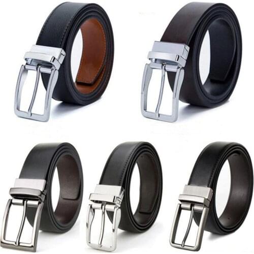 Double-sided Genuine Leather Men Belts Dress Belt Reversible High Quality Buckle Cowskin Casual Belts Business Pin Belt Man