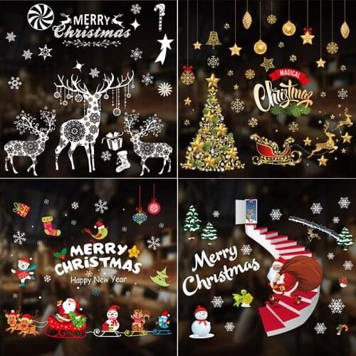 Christmas glass stickers electrostatic stickers Christmas window stickers shopping mall Christmas atmosphere decoration