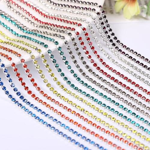1Meter SS6-SS12 стразы для рукоделия Glitter Crystal Sew On Rhinestones Cup Chain Rhinestones Trim For Clothes jewelry crystal