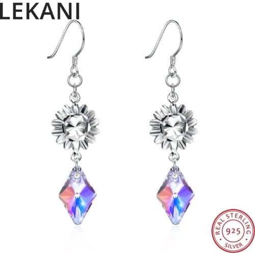 LEKANI Original Crystals From SWAROVSKI Colorful Beads Drop Earrings S925 Silver Fine Jewelry For Women Party Accessories Gifts