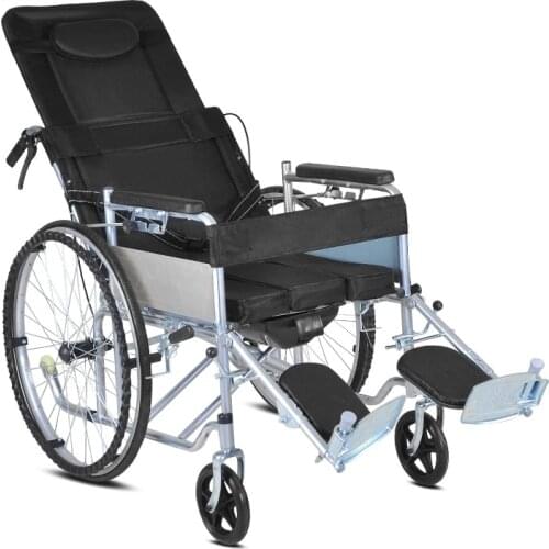 Thicker Steel Half Lying Wheelchair Foldable Lightweight Old Man Potty People Disabilities Portable Ride Instead of Walk