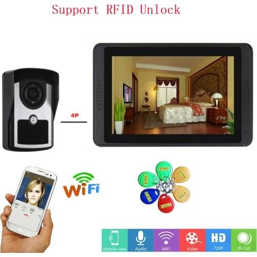 SmartYIBA 7" WI-FI Video Door Phone Door Bell RFID Unlock IR Door Security Camera 1000TVL Phone APP Remote Door Access kits