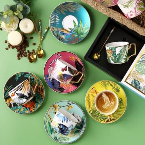 Light Luxury Coffee Cup European Elegant Fun Ceramic Latte Cups And Saucer Set Small Exquisite Home Afternoon Tea Drinkware