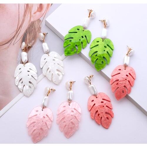 Ztech New Style Resin Leaves Shape Pendant Drop Earrings Women Long Big Statement Wholesale Factory Jewelry Ear Accessories