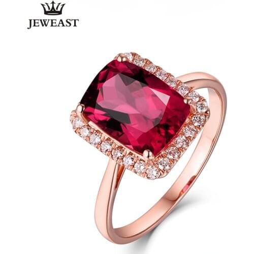MAQ Natural Red tourmaline18K Pure Gold 2020 New Hot Selling Top Ring Women Heart Shape Ring For Ladies Woman Genuine Jewelry