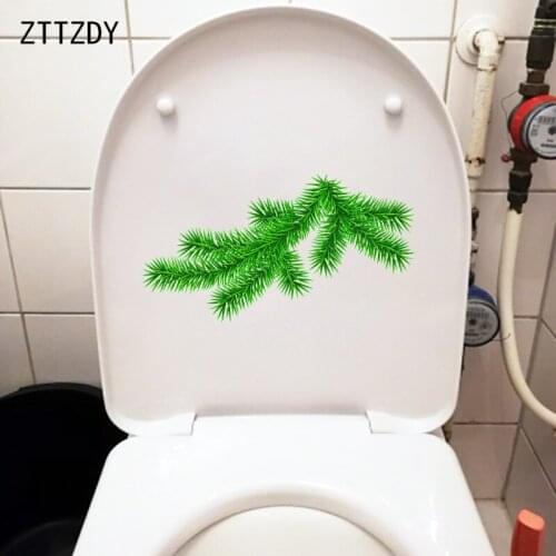 ZTTZDY 26.5×14.4CM Green Twig Pine Tree Toilet Decoration Fresh Plant Home Living Room Wall Stickers T6-0111