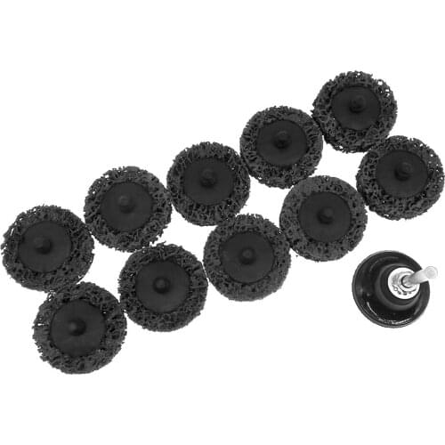 10PCS 2" 50mm Quick Change Roloc Easy Strip & Clean Discs Black for Paint Rust Removal Auto Surface Prep + 1 Pcs Backer