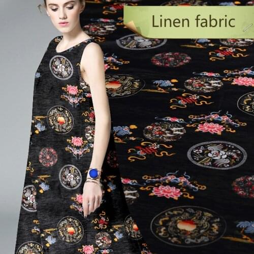 130cm wide silk linen fabric 35mm vintage printed linen silk fabric meter natural linen fabric wholesale silk cloth