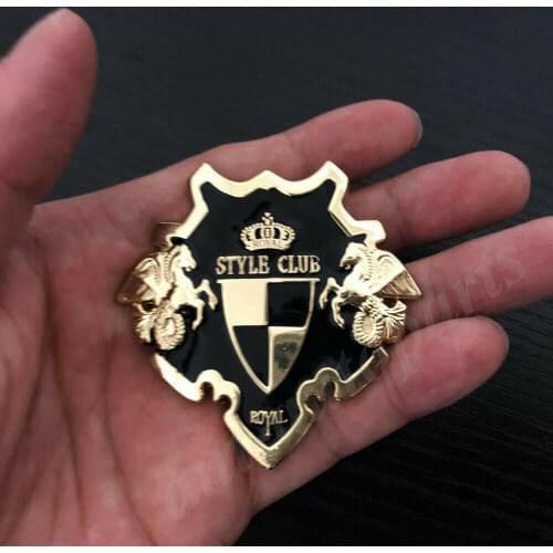3D Metal Golden Royal Style Club Shield Car Trunk Emblem Badge Decal Sticker