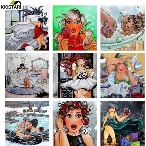 Full Square/Round Drill 5D DIY Diamond Painting Cartoon Fat Lady 3D Beads Embroidery Cross Stitch Modern Home Decor Unique Gift