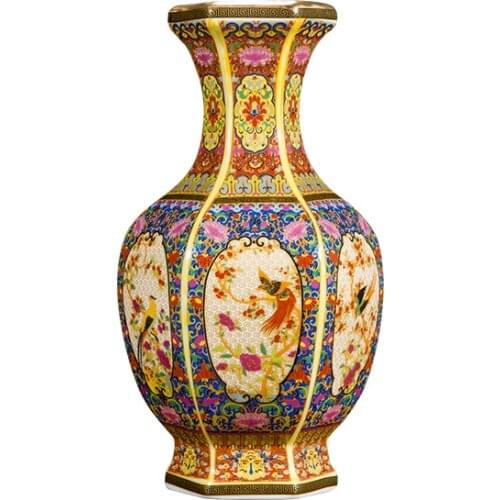 Jingdezhen Antique Ceramic Vase Enamel bird and flower Porcelain Vase Qing Yong Zheng Decoration Vase