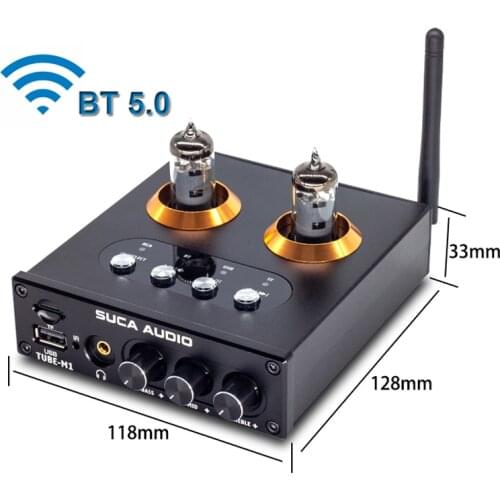 Bluetooth-Compatible 6K4 Vacuum Tube Preamp HiFi Stereo NE5532 Audio Receiver USB Music Player Headphone Amplifier WAV/APE/FLAC