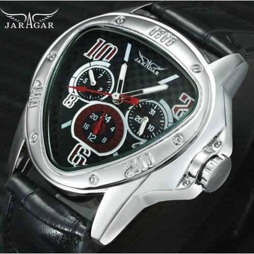 Fashion Luxury Men Automatic Mechanical Wrist Watches Top Brand Jarajar Triangle Mens 3 Sub-dials 6 Hands reloj hombre