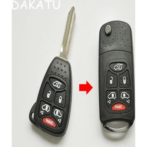 DAKATU Keyless Entry 6 Buttons Flip folding Remote Car Key Case Shell For Chrysler Town Country For Dodge Grand Caravan