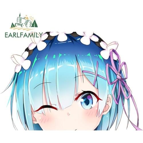 EARLFAMILY 13cm x 8.9cm for Anime Re ZERO Rem Waterproof Decal Vinyl VAN RV Trunk Truck Car Stickers Window Bumper Decoration