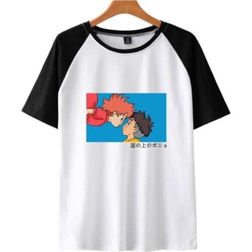 Hot Anime T shirt Ponyo on the Cliff Cotton Boys/Girls Summer T-Shirt Casual Tops Short Sleeve Japan Cartoon Printed Tshirt