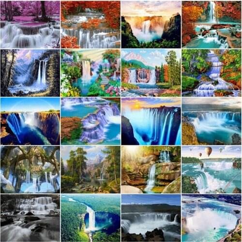 HUACAN Painting By Numbers Waterfall Landscape Drawing On Canvas HandPainted Gift Picture By Number Mountain Kits Home Decor