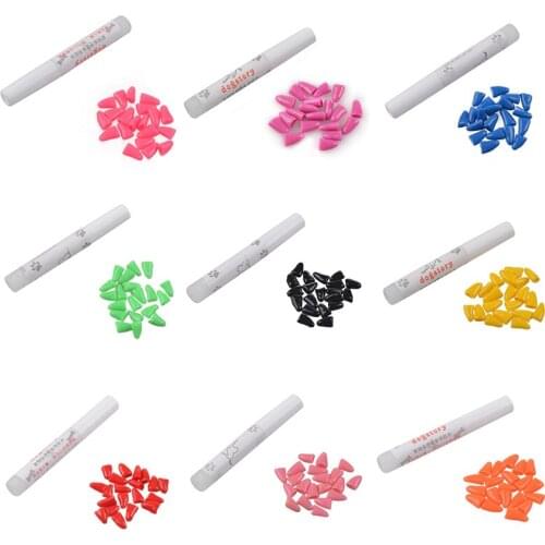 New 20pcs & 1 Glue Soft Pet Cat Nail Caps Mult-colors Funny Pet Dog Cat Claw Covers Paw Protective Puppy Kitten Nail Claw Care