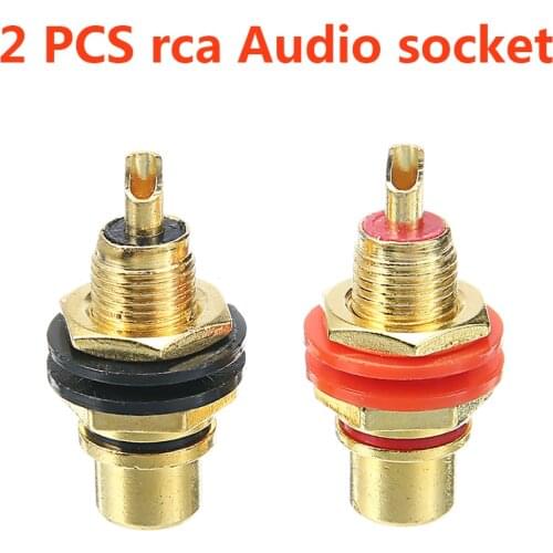 Mayitr 2pcs Gold Plated RCA Female Socket Chassis Panel Mount Adapter Connectors Red + Black for Audio Adapter
