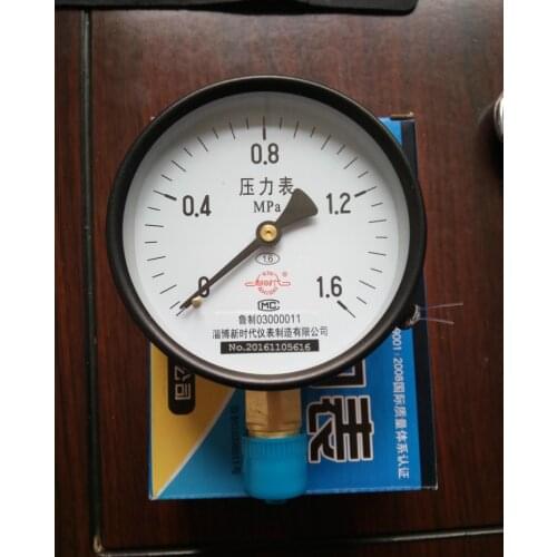 Y100 Application of Shandong Xinhua Medical Electric Heating Evaporator radial mounting pressure gauge 0~1.6MPa Zibo New era