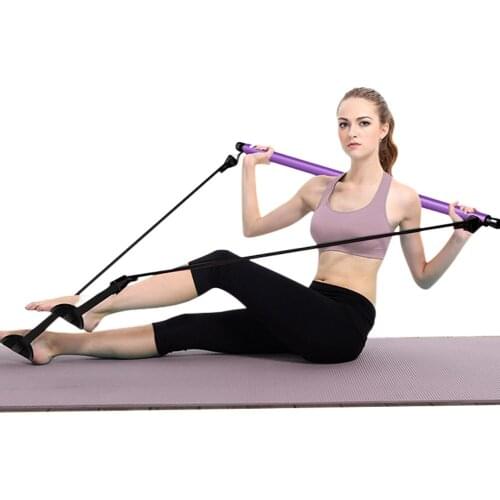 Multi-functional Yoga Pull Rods Portable Gym Pilates Bar with Resistance Band for Chest-expanding Fitness Workout