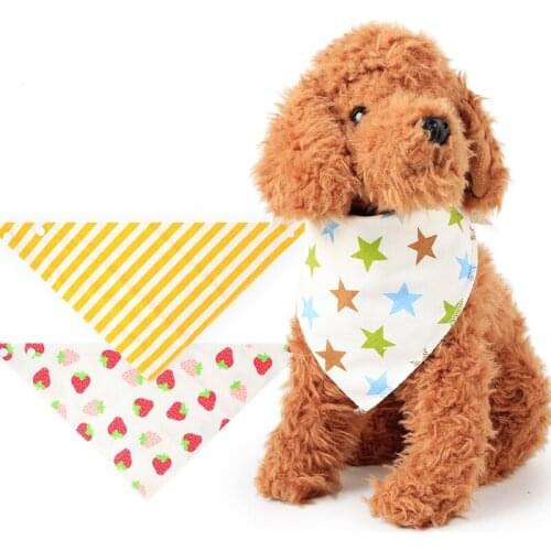 Fashion Plaid Dots Style Winter Pet Bandanas Cotton Washable Dog Bandanas Scarf Bowties Collar Pet Square Bib For Puppies Kitten