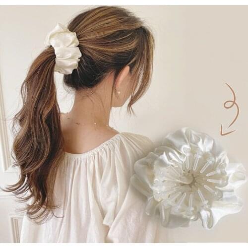 Fashion Women Bird Nest Hair Claw Expand Bow Satin Oversize Scrunchies Hair Bun Ponytail Holder Clips Hairpins Hair Accessories