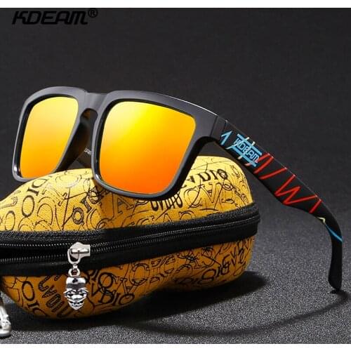 KDEAM Red Hot Mirror Sunglasses Polarized Unisex Size Living Sport Sun Glasses Men Women Fresh Shades With Peanut Case