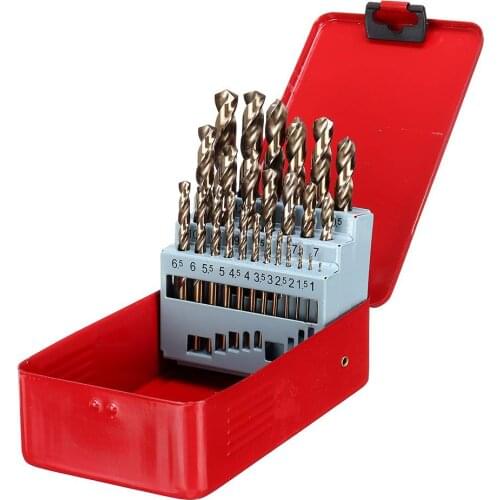 13/19/25pcs M35 Cobalt Drill Bit Set HSS-Co Jobber Length Twist Drill Bits With Metal Case For Stainless Steel Wood