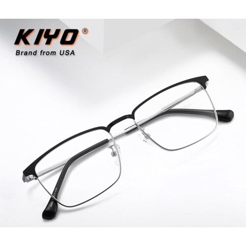 KIYO Brand 2021 New Women Men Fashion Anti Blue Light Optical Frame Metal Eyeglasses Frames Square Spectacles Glasses 9680