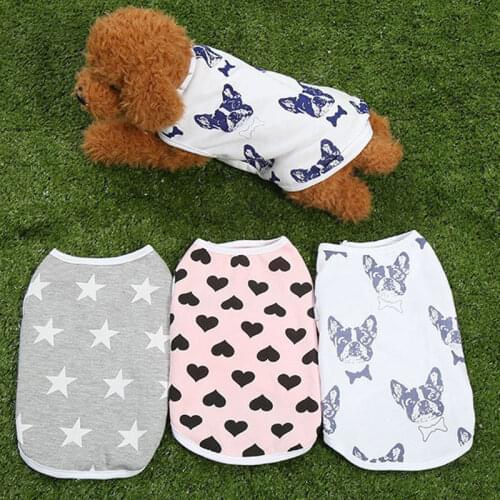 Dog Clothes for Small Dogs Cute Printed summer Pets tshirt Puppy Dog Clothes Pet Cat Vest Cotton T Shirt Pug Apparel Costumes