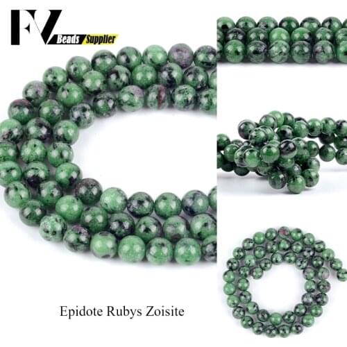 Wholesale 4-12mm Natural Epidote Zoisite Stone Loose Spacer Round Beads For Jewelry Making DIY Bracelets Necklace Needlework 15"