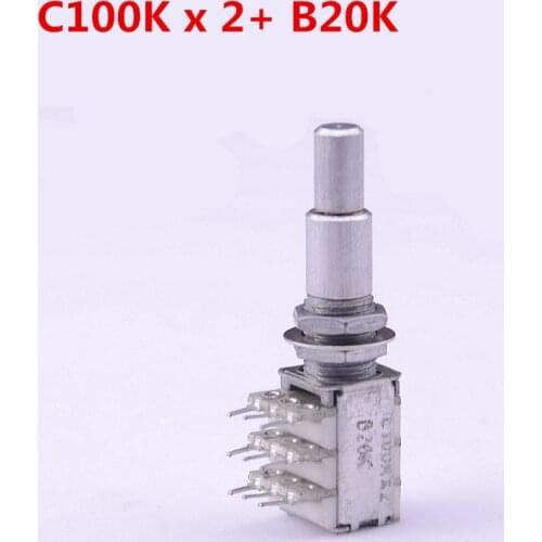 1 Piece GuitarFamily Stacked Dual Concentric Potentiometer(POT) With Center Detent C100K x 2 and B20k (#0686) MADE IN KOREA