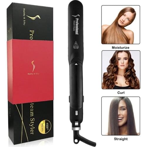 Professional Steam Hair Straightener For Women Flat Iron Hair Straightener Ceramic Iron Steamer Straightening Hair Styling Tools