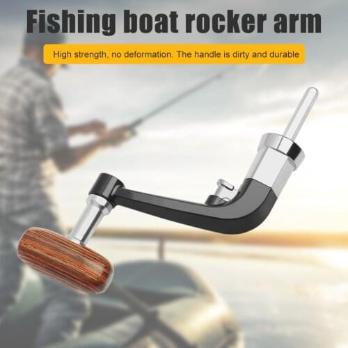 Folding Rocker Arm Fishing Reel Handle Replacement for LINNHUE 1000-6000 Reels Wood Knob Metal Spinning Reel Handle Repair Parts