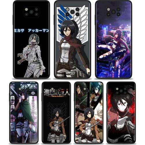 Back Case for Xiaomi Poco X3 NFC X3 Pro F1 F3 M3 TPU Cover for Redmi Note 8 8T 9 9T 9S 10 Pro Soft Phone Shell Mikasa Ackerman
