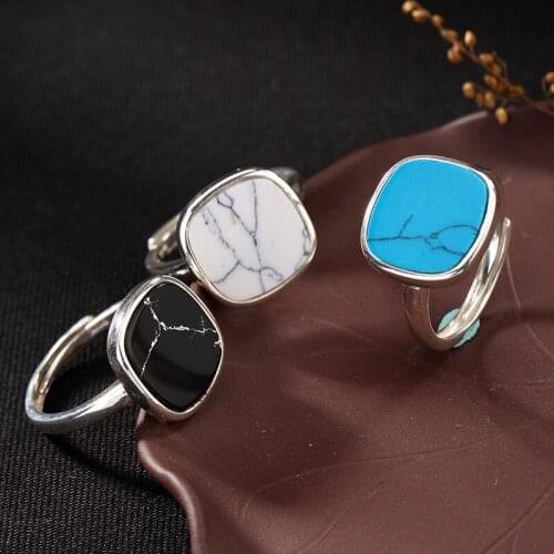 2018 New Arrival Ring 925 Silver For Women Natural Gemstone Geometric section Romantic Finger Ring for Women Wedding Jewelry