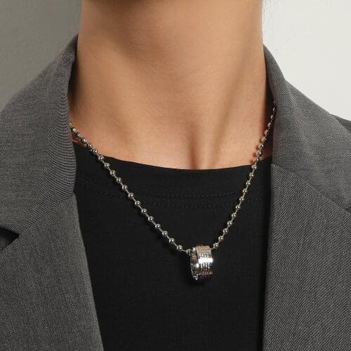 New Silver Color Fashion Embossed Letter Ring Necklace Pendant Women Creative Personality Simple Sweater Chain Necklace Jewelry