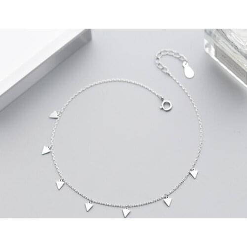 1pc 100% Authentic Real. 925 Sterling Silver Fine Jewelry polished Triangle Geometric Anklet Bracelet GTLS735