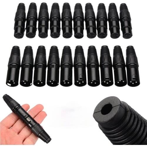 10pcs 3 Pin XLR Audio Cable Connector 3Pin Male Female MIC Snake Plug for Microphone Cable Electrical Adapter