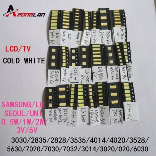 11values *10pcs=110PCS 1W/0.5W SMD LED Kit 3V/6V 2835/3030/3535/4020/5630/8520/7020/7030/7032 Cold white For TV Backlight Beads